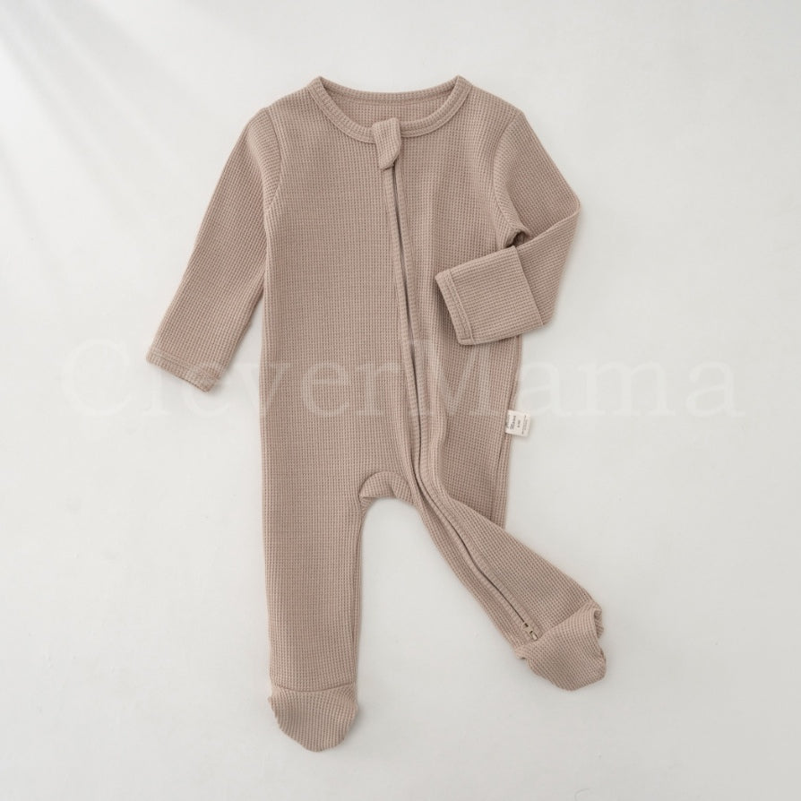 Waffle Cotton Two-Way Zipper Footed Pajama