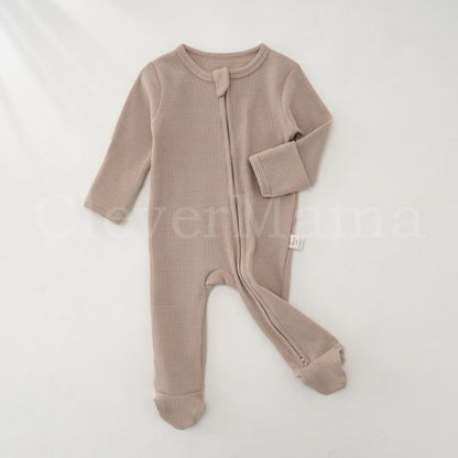 Waffle Cotton Two-Way Zipper Footed Pajama