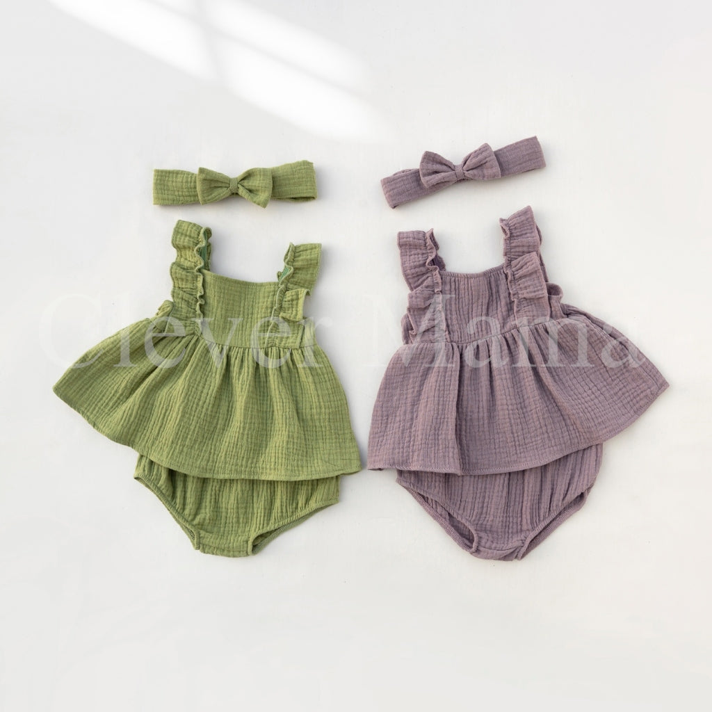 Petal Puff Muslin Cotton Baby Girl 3in1