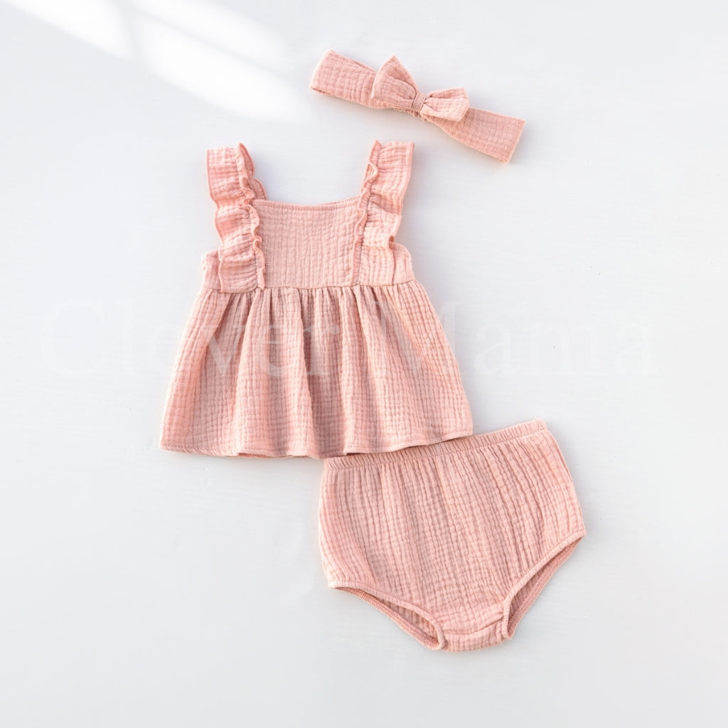 Petal Puff Muslin Cotton Baby Girl 3in1