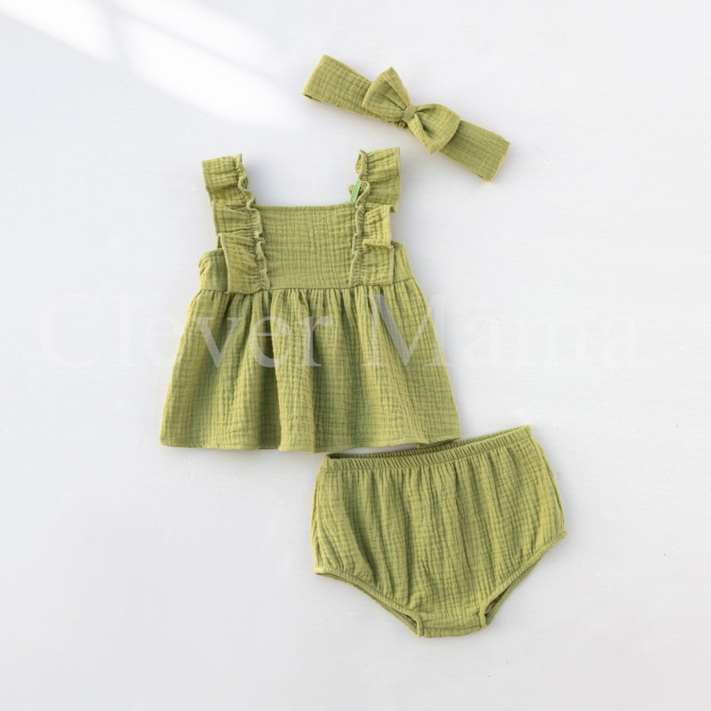 Petal Puff Muslin Cotton Baby Girl 3in1