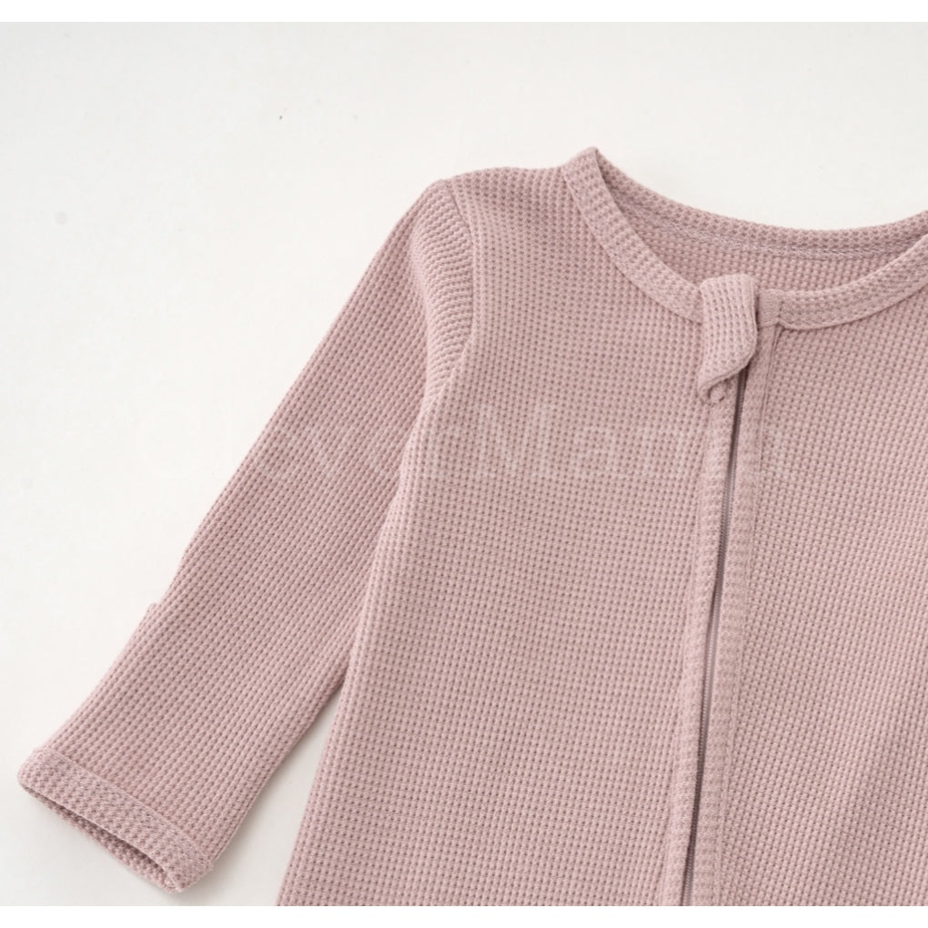 Waffle Cotton Two-Way Zipper Footed Pajama