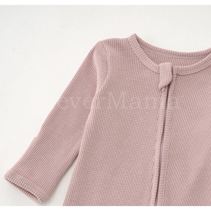 Waffle Cotton Two-Way Zipper Footed Pajama