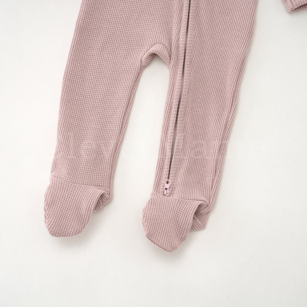 Waffle Cotton Two-Way Zipper Footed Pajama