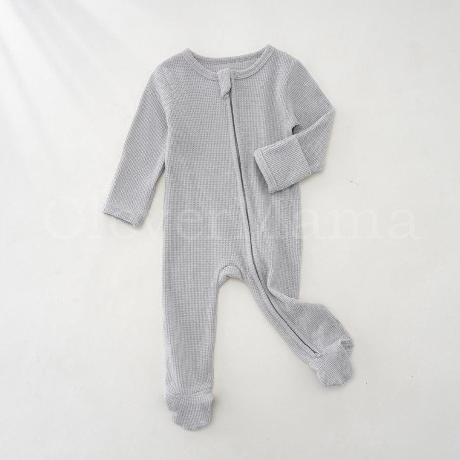 Waffle Cotton Two-Way Zipper Footed Pajama
