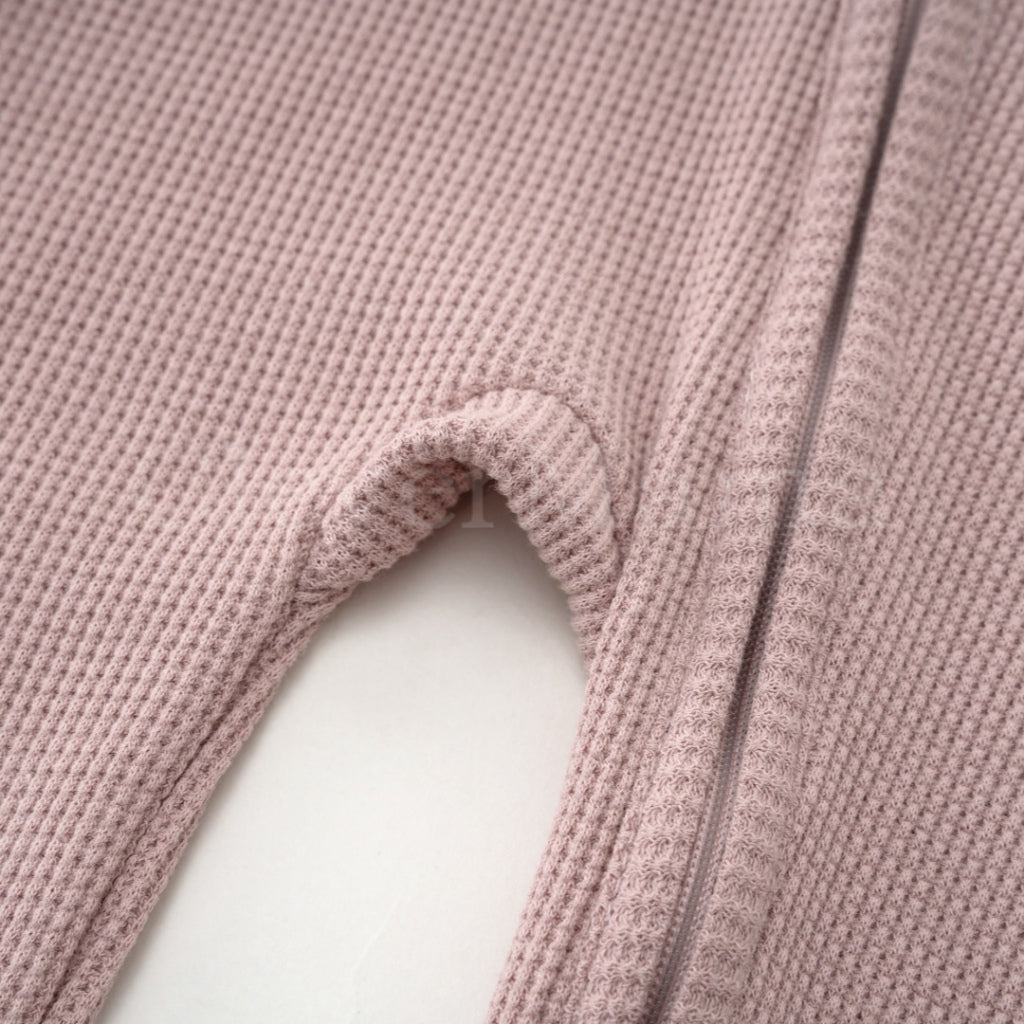 Waffle Cotton Two-Way Zipper Footed Pajama
