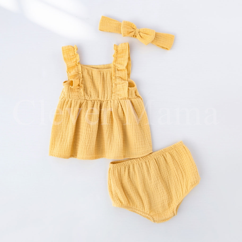 Petal Puff Muslin Cotton Baby Girl 3in1