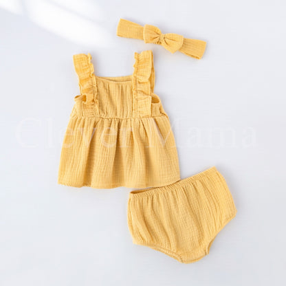 Petal Puff Muslin Cotton Baby Girl 3in1