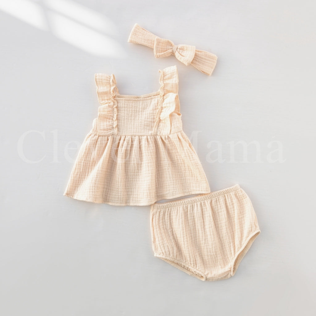Petal Puff Muslin Cotton Baby Girl 3in1