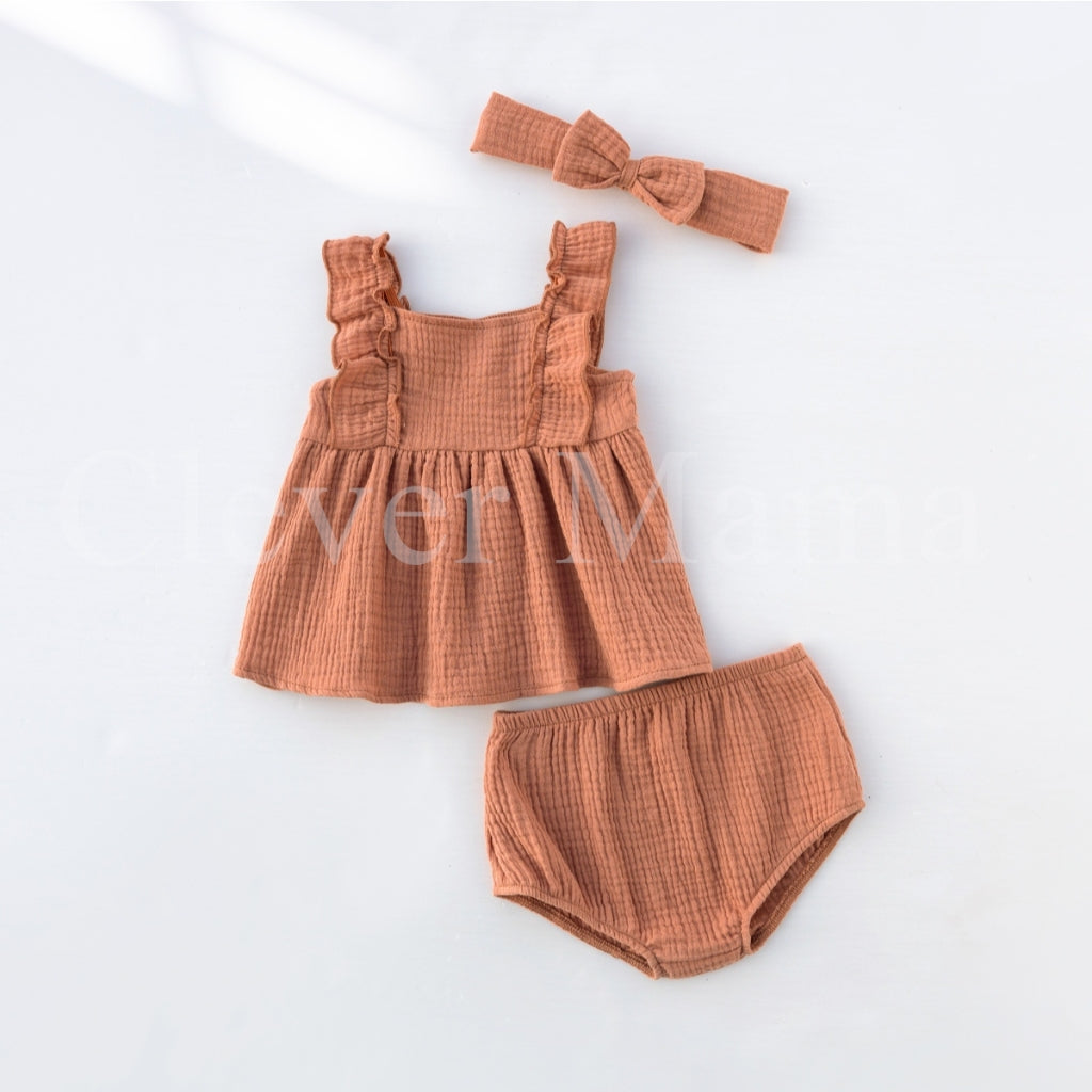 Petal Puff Muslin Cotton Baby Girl 3in1
